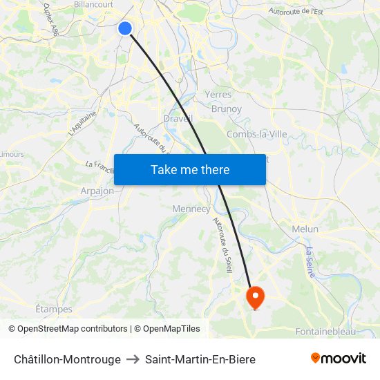 Châtillon-Montrouge to Saint-Martin-En-Biere map