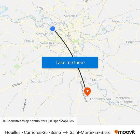 Houilles - Carrières-Sur-Seine to Saint-Martin-En-Biere map