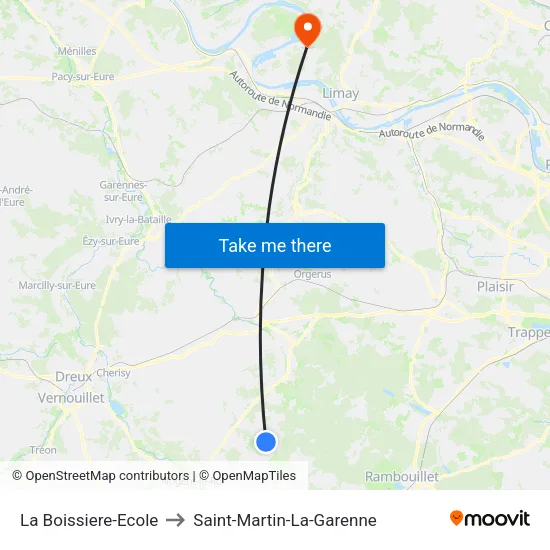 La Boissiere-Ecole to Saint-Martin-La-Garenne map