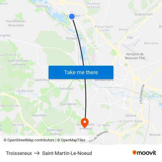 Troissereux to Saint-Martin-Le-Noeud map