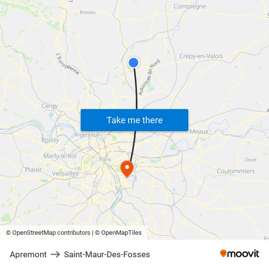 Apremont to Saint-Maur-Des-Fosses map