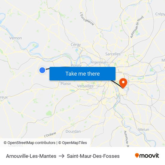 Arnouville-Les-Mantes to Saint-Maur-Des-Fosses map