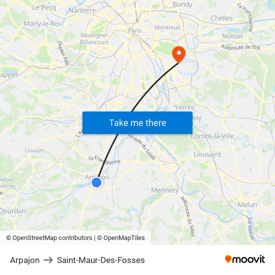 Arpajon to Saint-Maur-Des-Fosses map