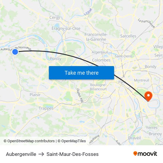 Aubergenville to Saint-Maur-Des-Fosses map
