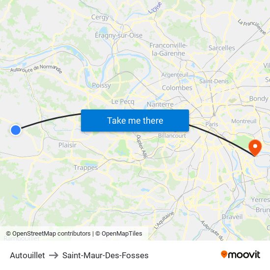 Autouillet to Saint-Maur-Des-Fosses map