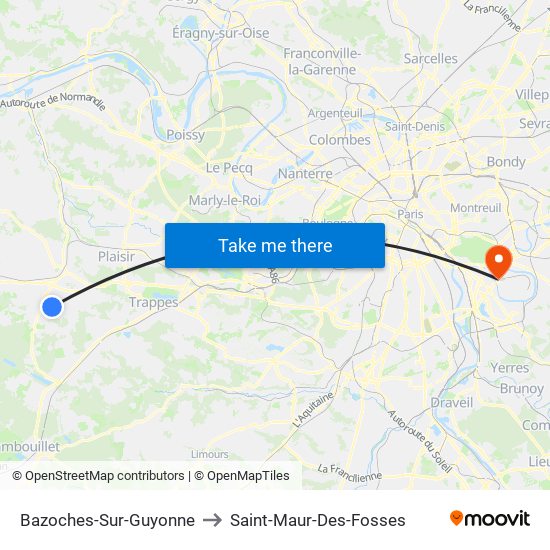 Bazoches-Sur-Guyonne to Saint-Maur-Des-Fosses map