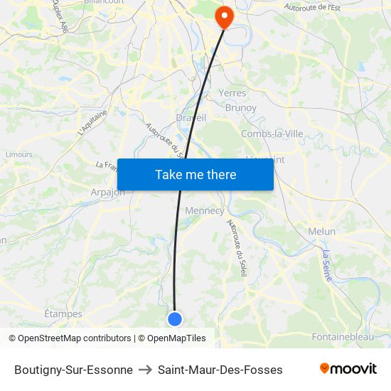 Boutigny-Sur-Essonne to Saint-Maur-Des-Fosses map