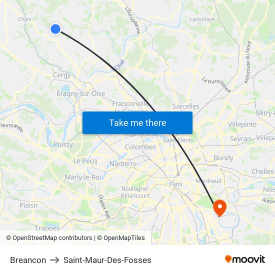 Breancon to Saint-Maur-Des-Fosses map