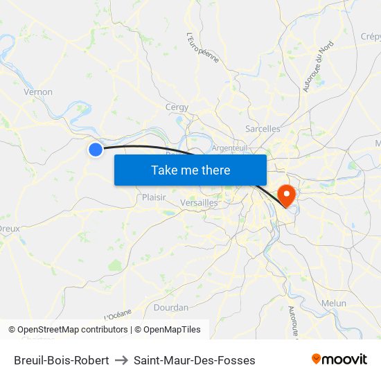 Breuil-Bois-Robert to Saint-Maur-Des-Fosses map