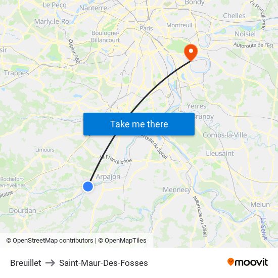 Breuillet to Saint-Maur-Des-Fosses map