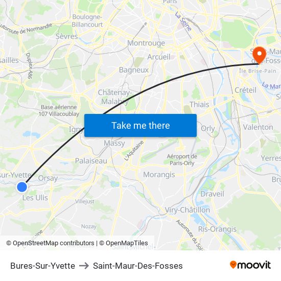 Bures-Sur-Yvette to Saint-Maur-Des-Fosses map