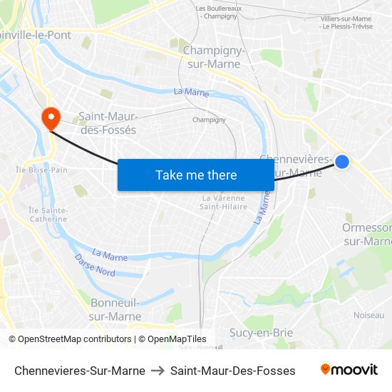 Chennevieres-Sur-Marne to Saint-Maur-Des-Fosses map