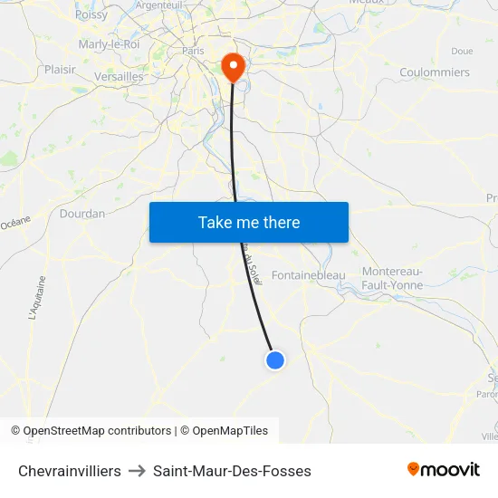 Chevrainvilliers to Saint-Maur-Des-Fosses map