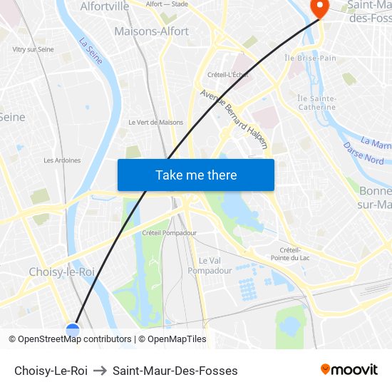 Choisy-Le-Roi to Saint-Maur-Des-Fosses map