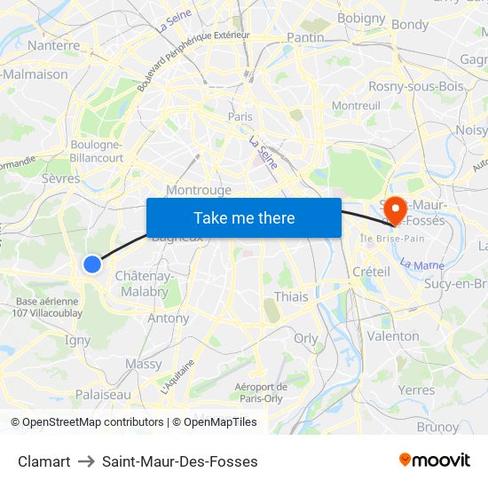 Clamart to Saint-Maur-Des-Fosses map