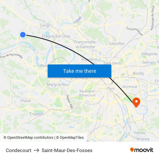 Condecourt to Saint-Maur-Des-Fosses map