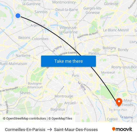 Cormeilles-En-Parisis to Saint-Maur-Des-Fosses map