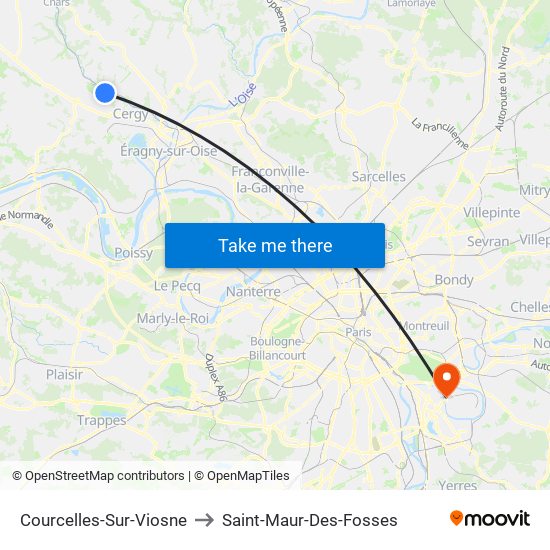 Courcelles-Sur-Viosne to Saint-Maur-Des-Fosses map