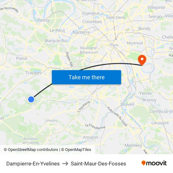 Dampierre-En-Yvelines to Saint-Maur-Des-Fosses map