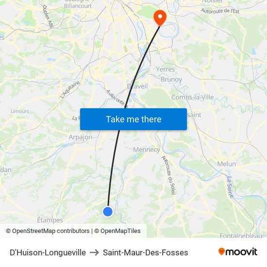 D'Huison-Longueville to Saint-Maur-Des-Fosses map
