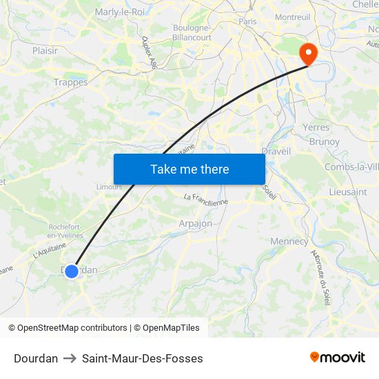 Dourdan to Saint-Maur-Des-Fosses map