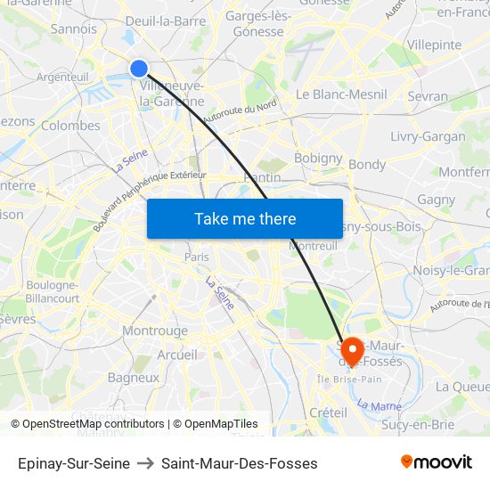 Epinay-Sur-Seine to Saint-Maur-Des-Fosses map