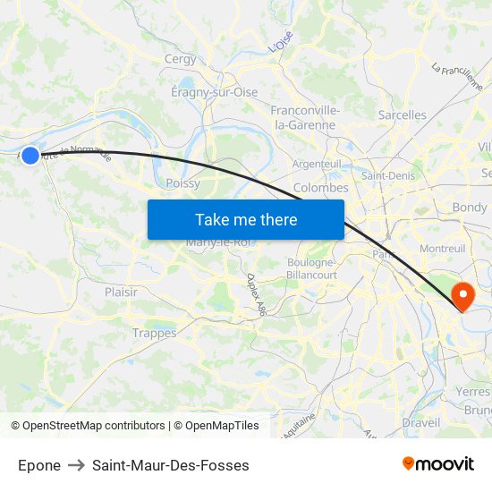 Epone to Saint-Maur-Des-Fosses map