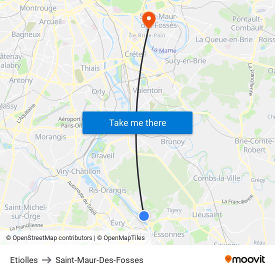 Etiolles to Saint-Maur-Des-Fosses map