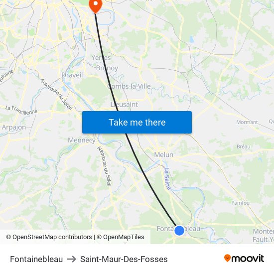 Fontainebleau to Saint-Maur-Des-Fosses map