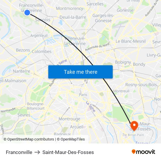 Franconville to Saint-Maur-Des-Fosses map