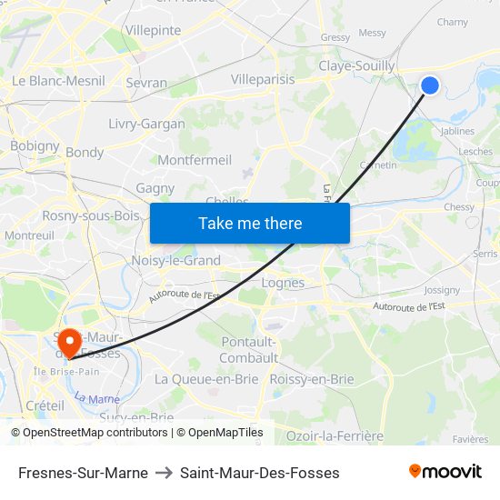 Fresnes-Sur-Marne to Saint-Maur-Des-Fosses map