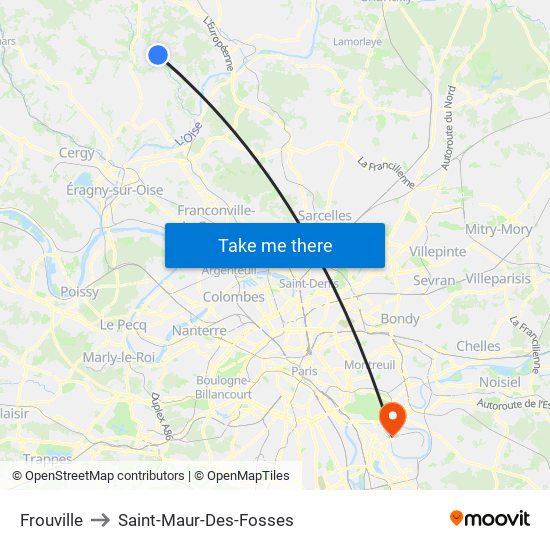 Frouville to Saint-Maur-Des-Fosses map