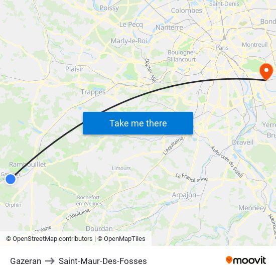 Gazeran to Saint-Maur-Des-Fosses map