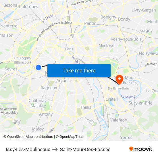 Issy-Les-Moulineaux to Saint-Maur-Des-Fosses map