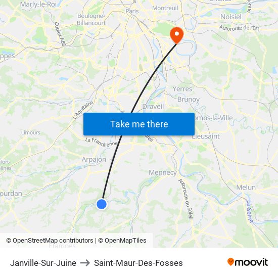 Janville-Sur-Juine to Saint-Maur-Des-Fosses map
