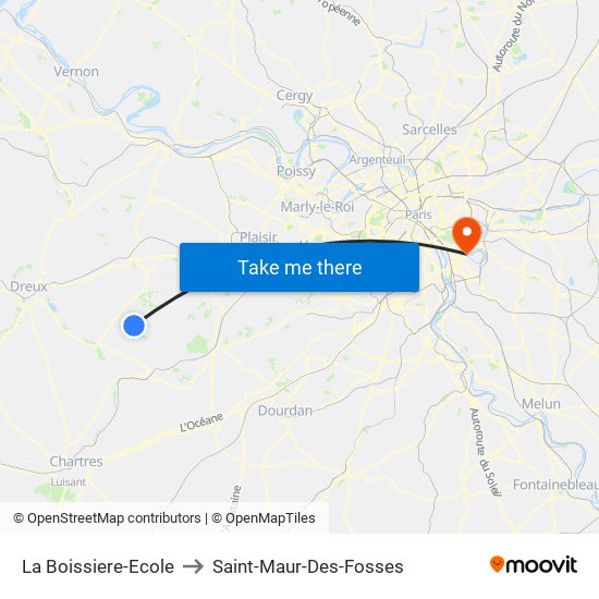 La Boissiere-Ecole to Saint-Maur-Des-Fosses map