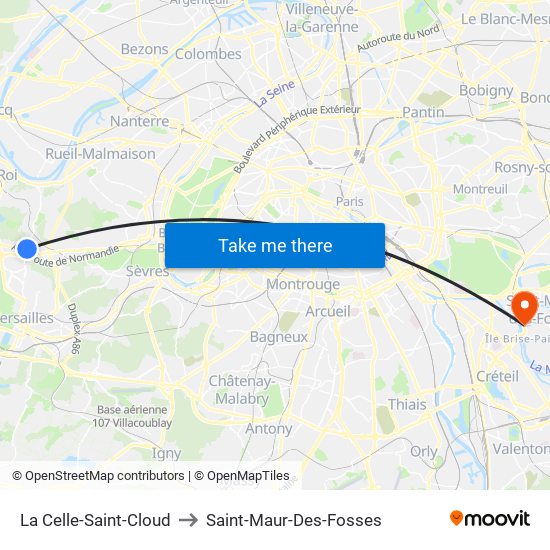 La Celle-Saint-Cloud to Saint-Maur-Des-Fosses map