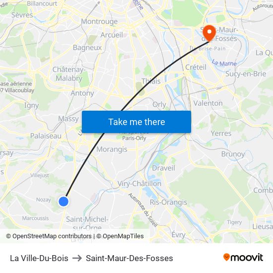 La Ville-Du-Bois to Saint-Maur-Des-Fosses map