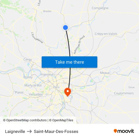 Laigneville to Saint-Maur-Des-Fosses map