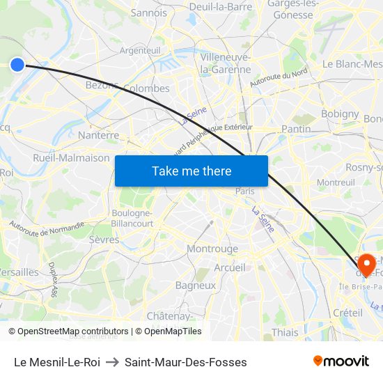 Le Mesnil-Le-Roi to Saint-Maur-Des-Fosses map