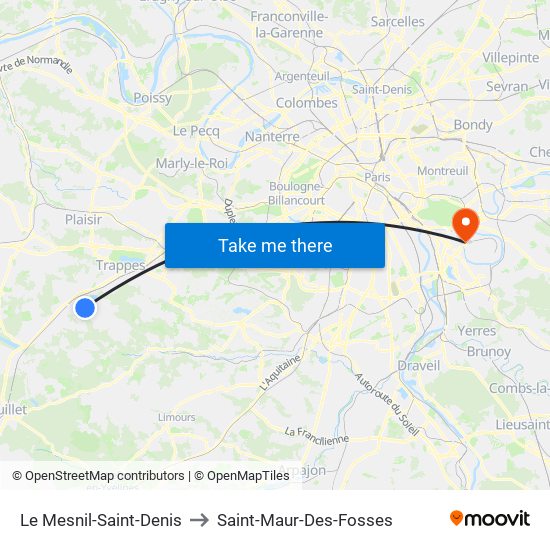 Le Mesnil-Saint-Denis to Saint-Maur-Des-Fosses map