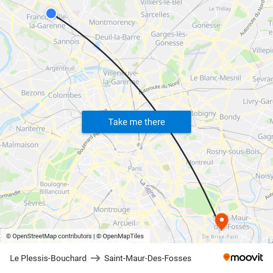 Le Plessis-Bouchard to Saint-Maur-Des-Fosses map