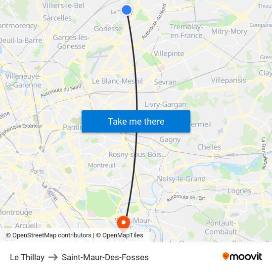 Le Thillay to Saint-Maur-Des-Fosses map
