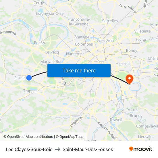Les Clayes-Sous-Bois to Saint-Maur-Des-Fosses map