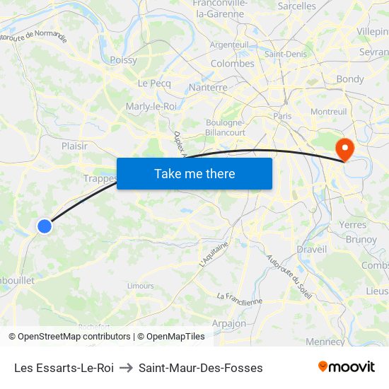 Les Essarts-Le-Roi to Saint-Maur-Des-Fosses map