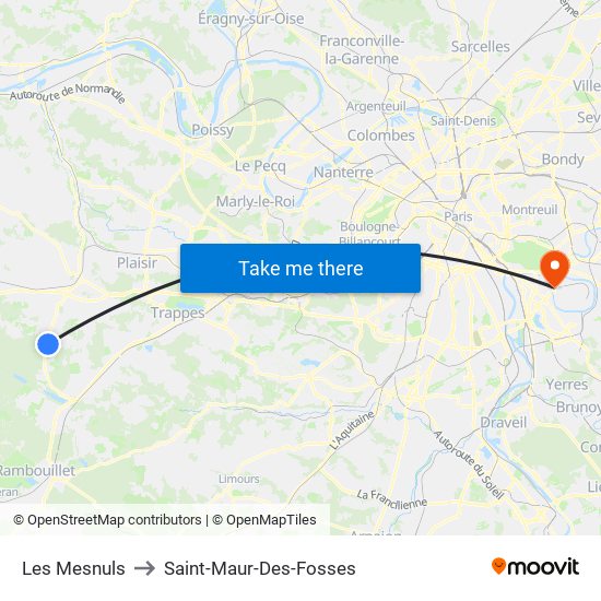 Les Mesnuls to Saint-Maur-Des-Fosses map