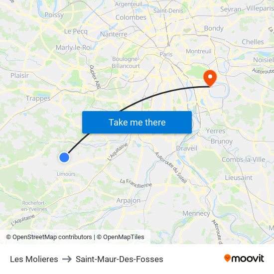 Les Molieres to Saint-Maur-Des-Fosses map