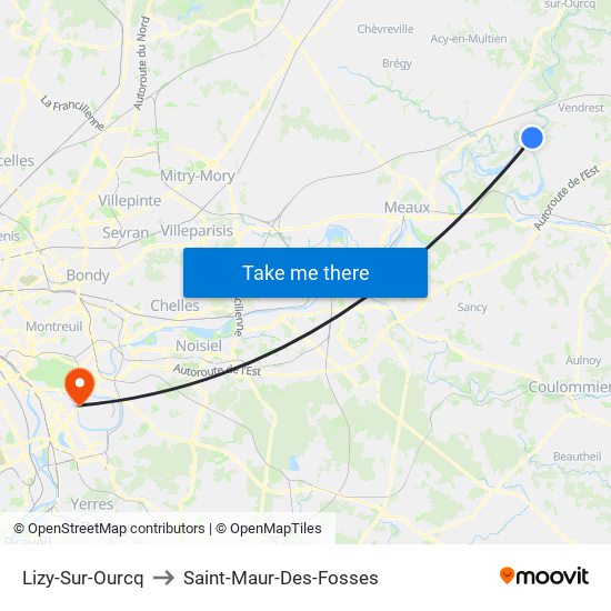 Lizy-Sur-Ourcq to Saint-Maur-Des-Fosses map