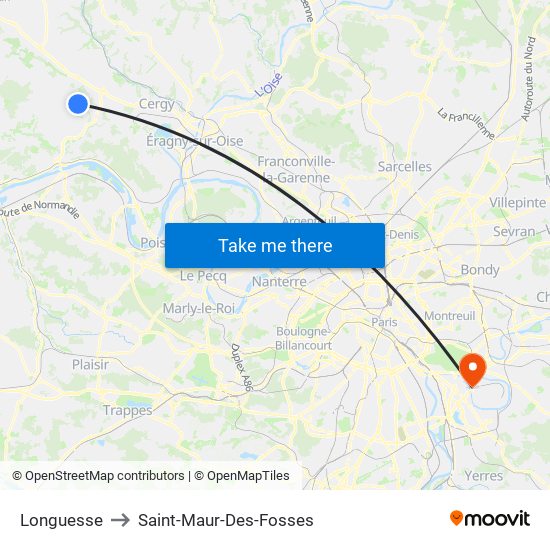 Longuesse to Saint-Maur-Des-Fosses map