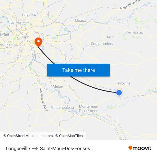 Longueville to Saint-Maur-Des-Fosses map